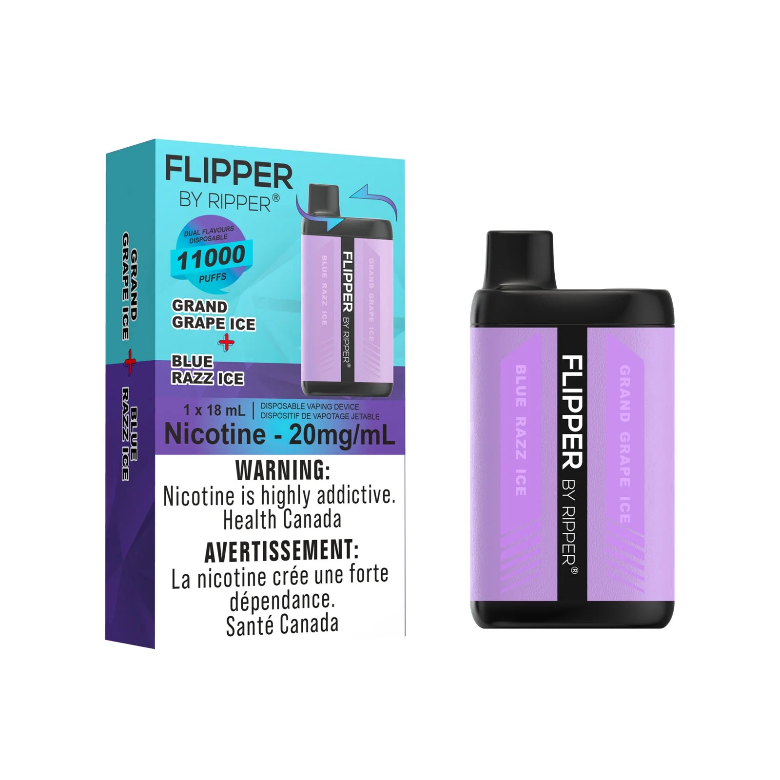 Rufpuf Ripper Flipper 11000 - Blue Razz Ice + Grand Grape Ice