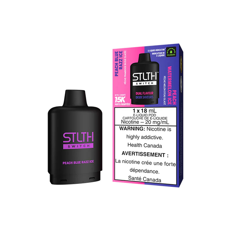 STLTH Switch Pod - Peach Blue Razz Ice and Peach Watermelon Ice