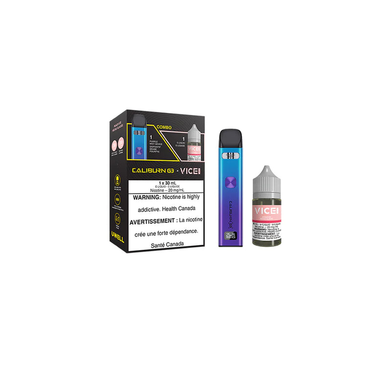 Uwell Caliburn G3 Pod Kit Purple Mist + Vice Salt - Peach Berry Bundle