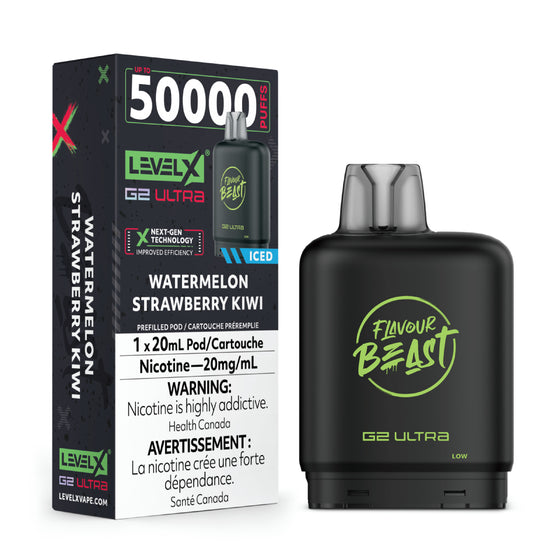 Flavour Beast - Ultra 50K Level X Pod - Watermelon Strawberry Kiwi Iced - AB